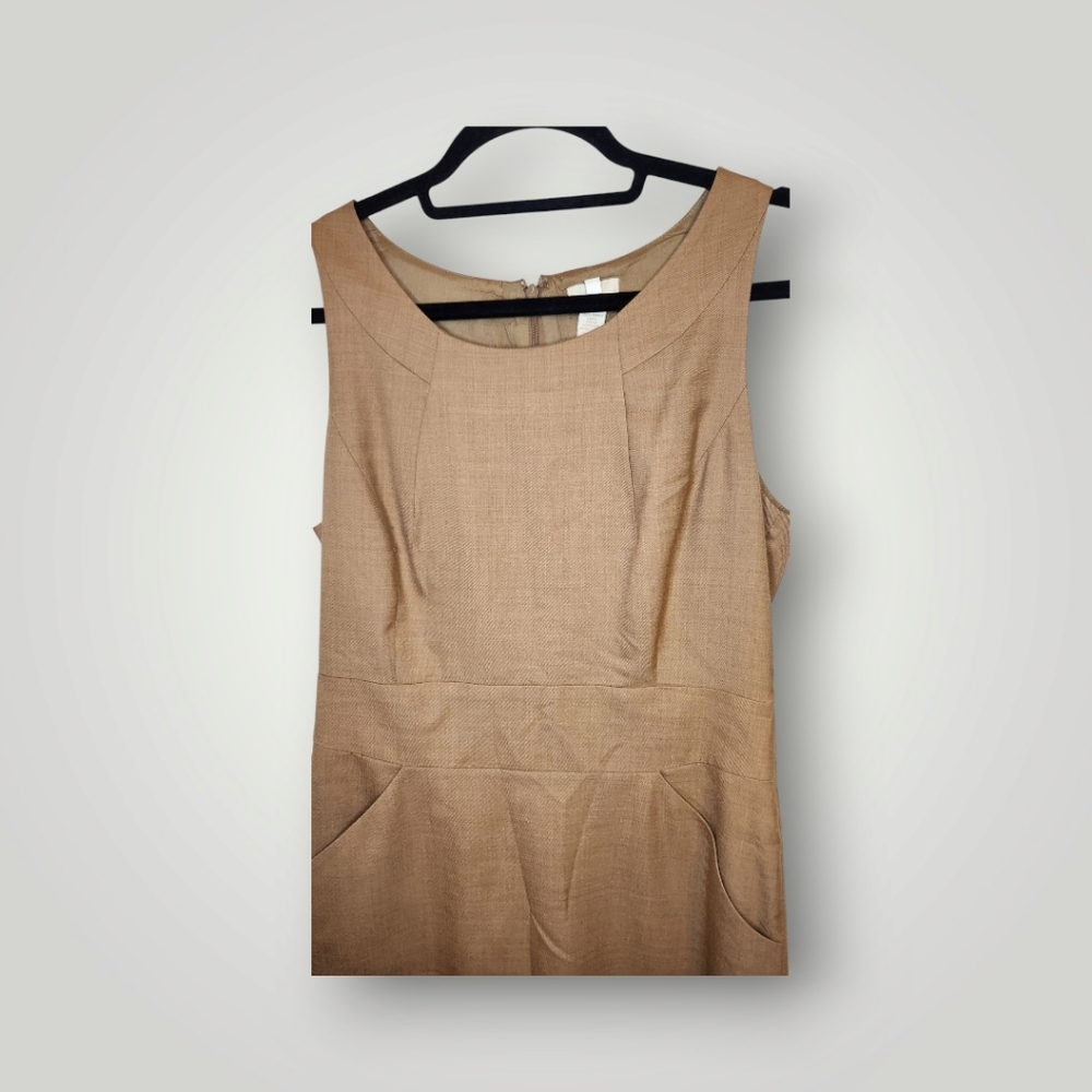 J.Crew wool Dress Emmaleigh Wool Sheath beige sleeveless Pockets Size 8 - Picture 5 of 16